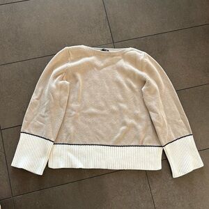 Ann Taylor Tan and Cream Crew Neck Sweater